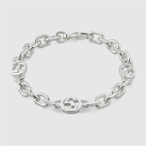 chaine en argent gucci|Bracelet chaîne en argent Gucci Interlocking.